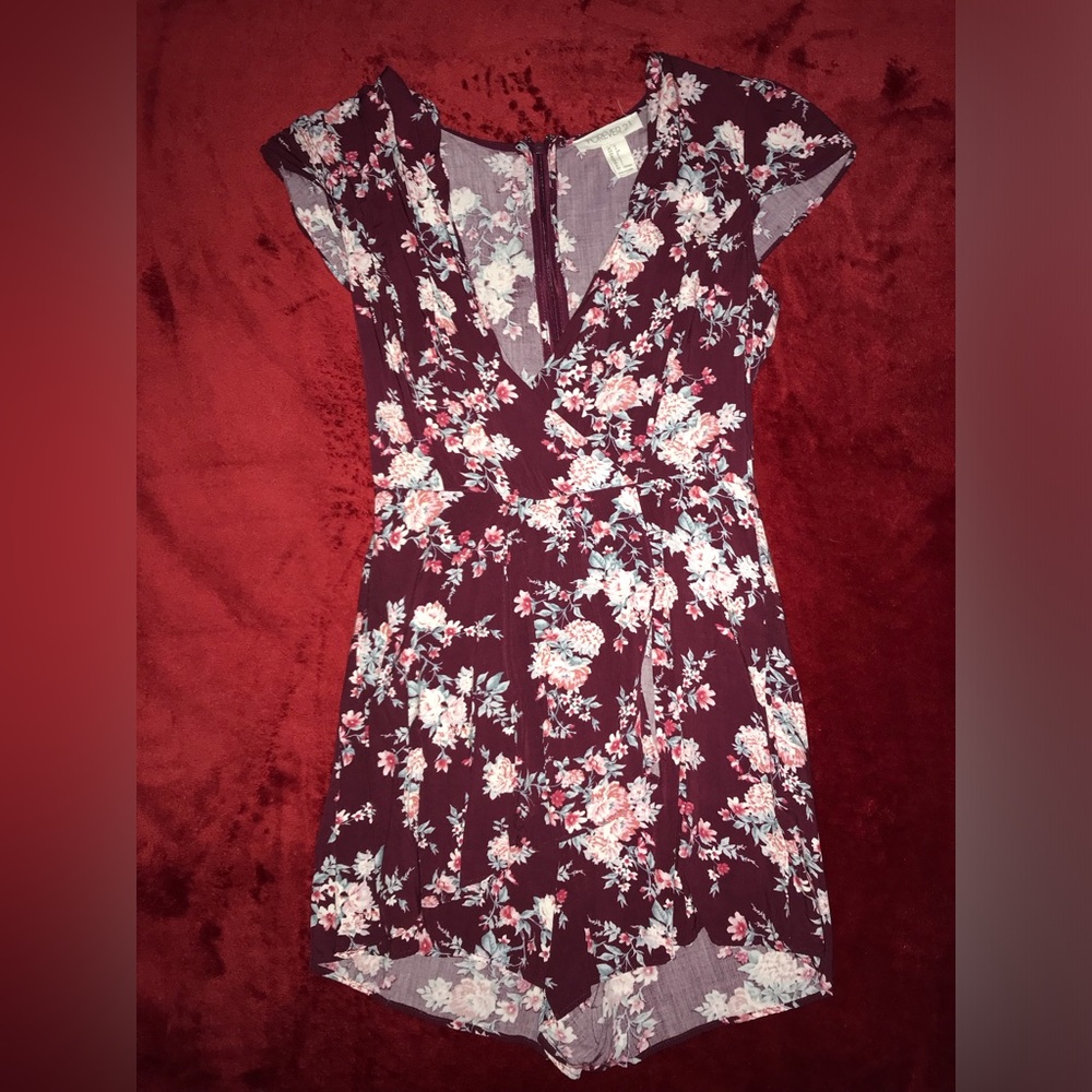 Forever 21 Burgundy Floral Mini Dress